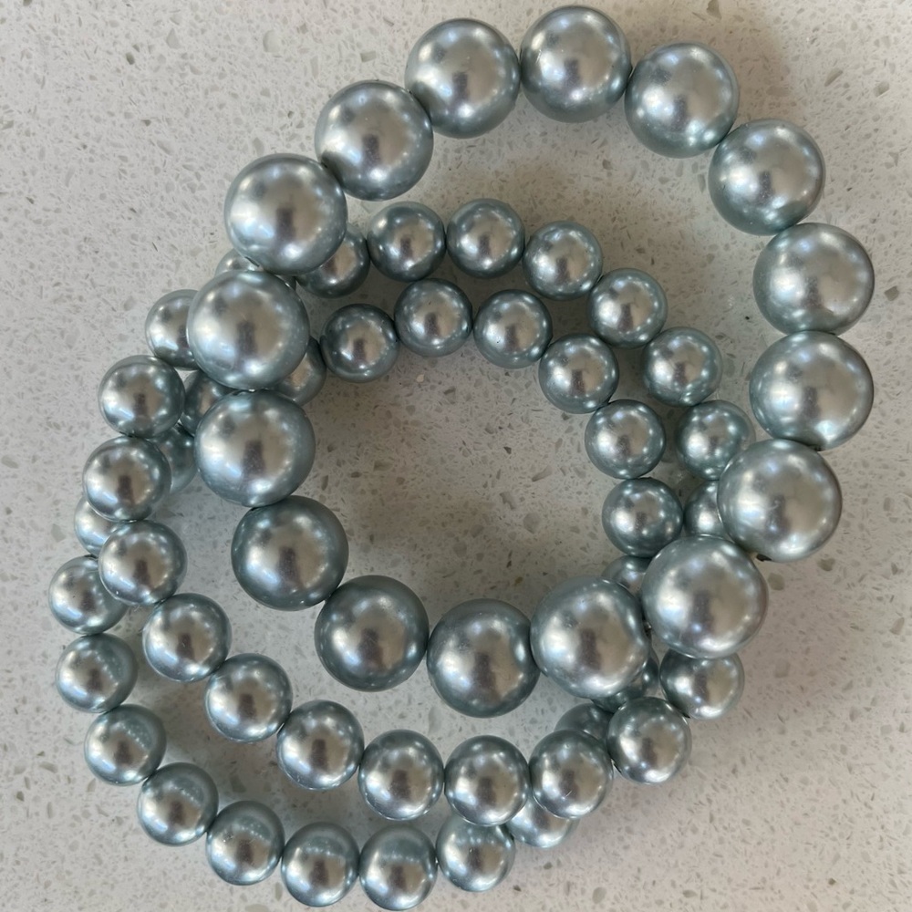 Silvery Blue Bubble Bracelet Set